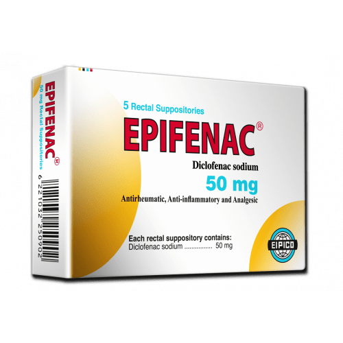 EPIFENAC 50 MG ( DICLOFENAC SODIUM ) 5 RECTAL SUPPOSITORIES